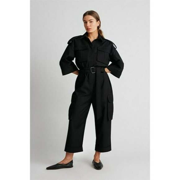 NEW CAMILLA AND MARC finley jumpsuit women's size 8 black utility style belted - Picture 5 of 5